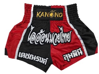 Personalise Black and Red Muay Thai Shorts : KNSCUST-1190